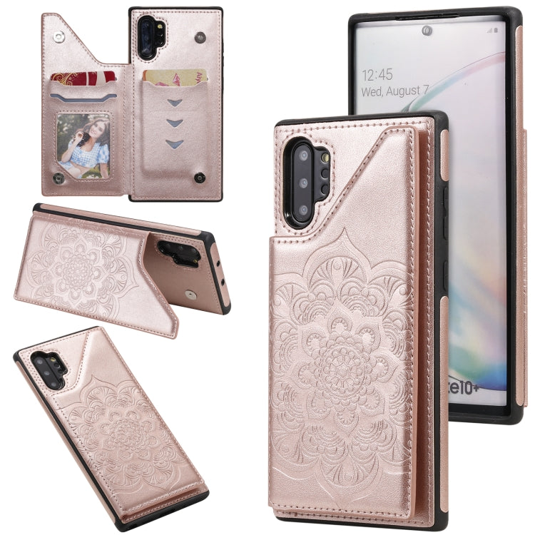 For Samsung Galaxy Note 10 Pro Flower Embossing Pattern Shockproof Protective Case with Holder & Card Slots & Photo Frame