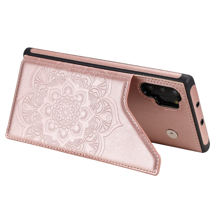 For Samsung Galaxy Note 10 Pro Flower Embossing Pattern Shockproof Protective Case with Holder & Card Slots & Photo Frame