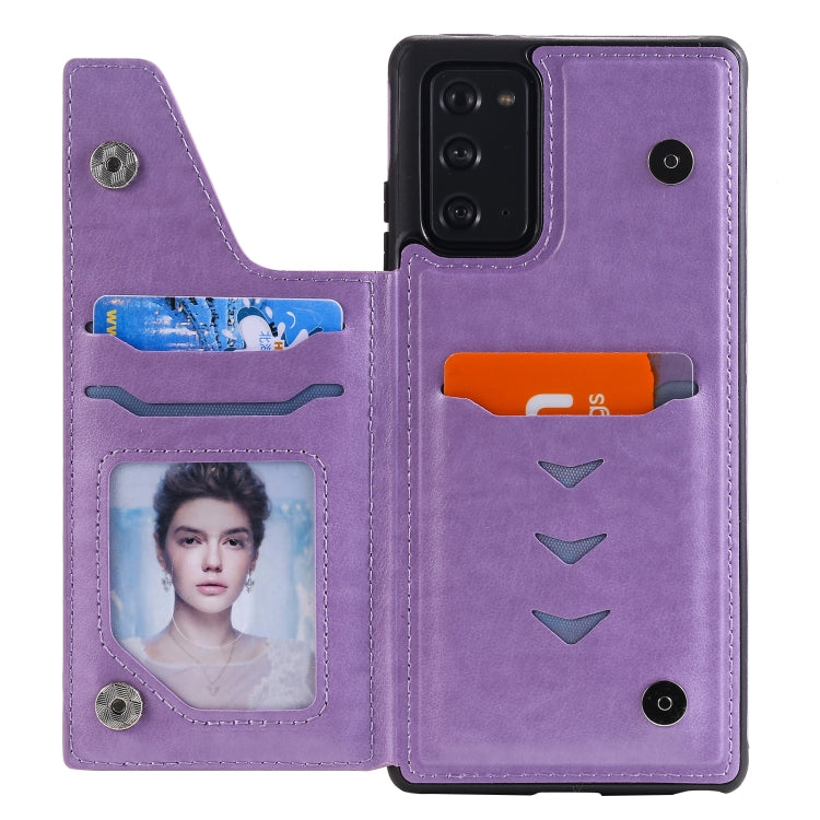 For Samsung Galaxy Note20 Flower Embossing Pattern Shockproof Protective Case with Holder & Card Slots & Photo Frame