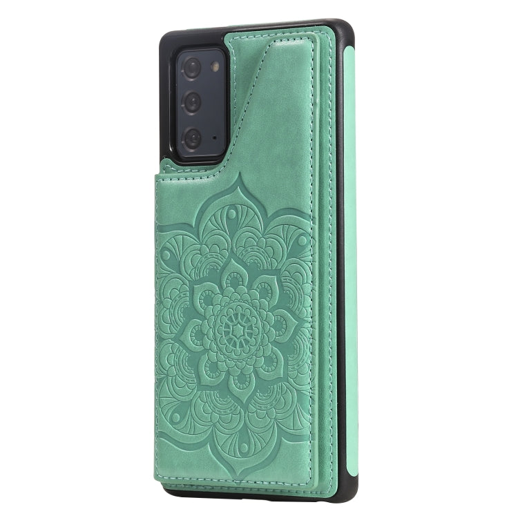 For Samsung Galaxy Note20 Flower Embossing Pattern Shockproof Protective Case with Holder & Card Slots & Photo Frame