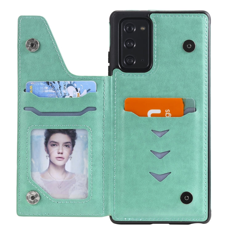 For Samsung Galaxy Note20 Flower Embossing Pattern Shockproof Protective Case with Holder & Card Slots & Photo Frame