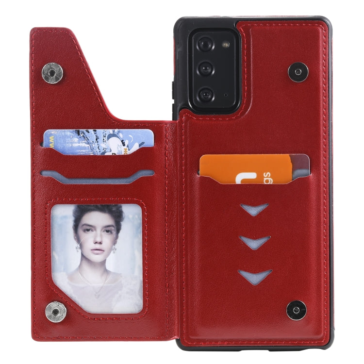 For Samsung Galaxy Note20 Flower Embossing Pattern Shockproof Protective Case with Holder & Card Slots & Photo Frame