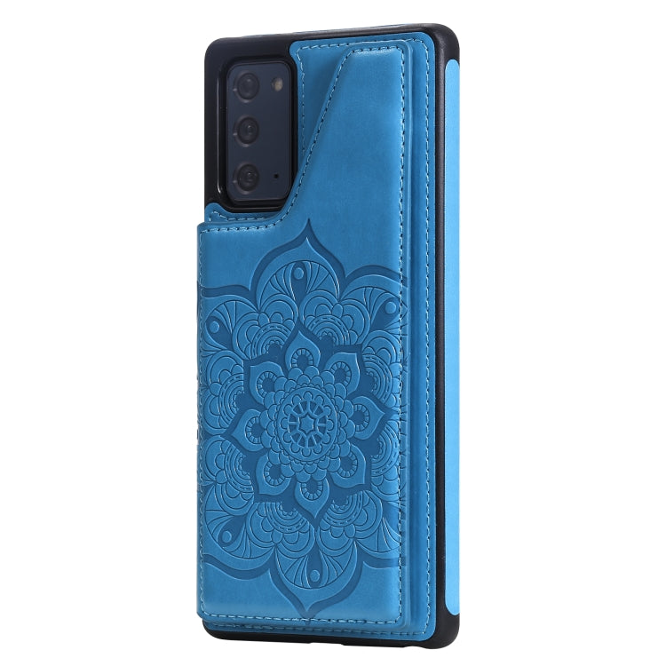 For Samsung Galaxy Note20 Flower Embossing Pattern Shockproof Protective Case with Holder & Card Slots & Photo Frame