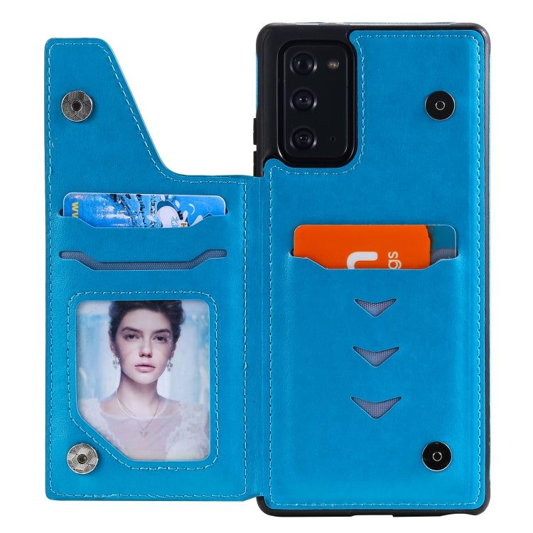 For Samsung Galaxy Note20 Flower Embossing Pattern Shockproof Protective Case with Holder & Card Slots & Photo Frame