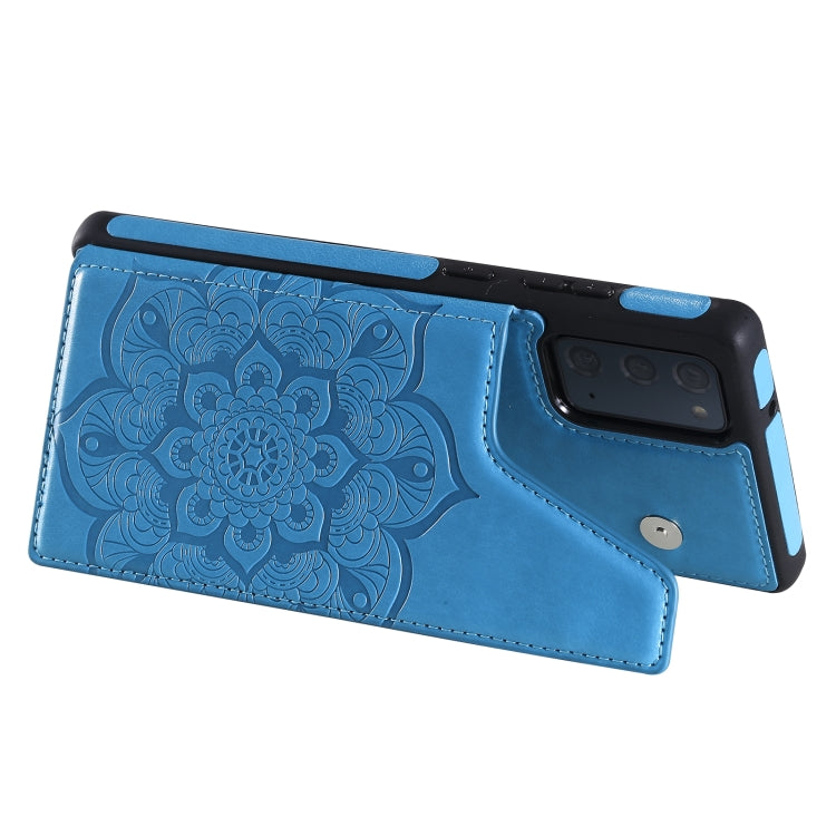 For Samsung Galaxy Note20 Flower Embossing Pattern Shockproof Protective Case with Holder & Card Slots & Photo Frame