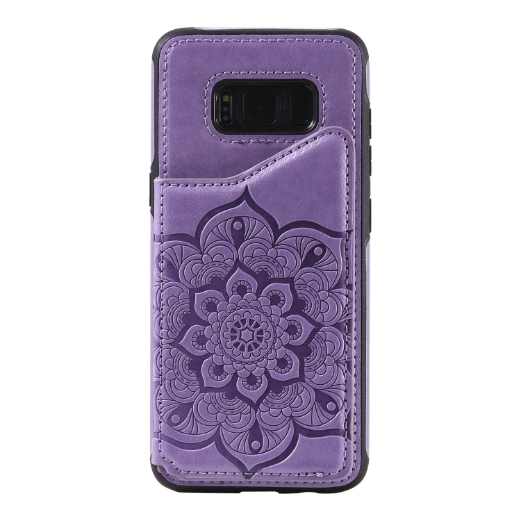 For Samsung Galaxy S8 Flower Embossing Pattern Shockproof Protective Case with Holder & Card Slots & Photo Frame