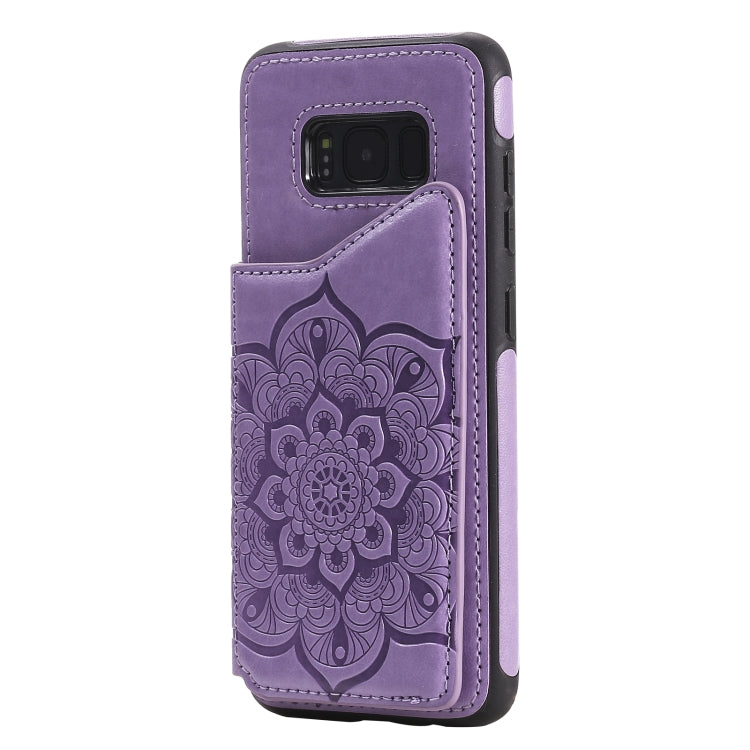 For Samsung Galaxy S8 Flower Embossing Pattern Shockproof Protective Case with Holder & Card Slots & Photo Frame