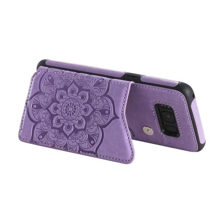 For Samsung Galaxy S8 Flower Embossing Pattern Shockproof Protective Case with Holder & Card Slots & Photo Frame