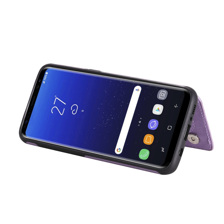 For Samsung Galaxy S8 Flower Embossing Pattern Shockproof Protective Case with Holder & Card Slots & Photo Frame