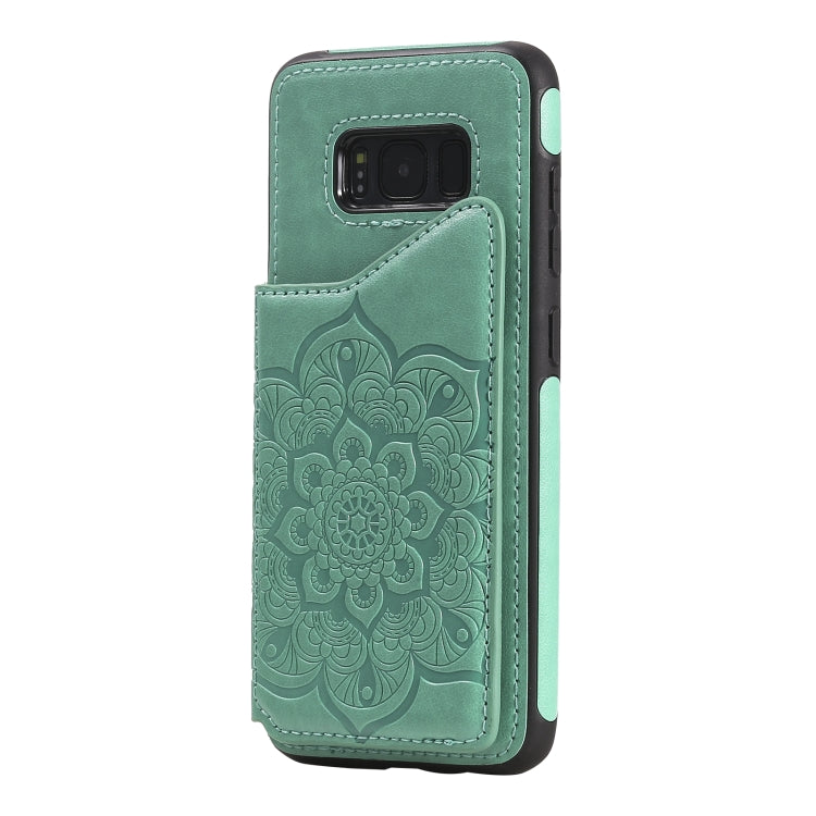 For Samsung Galaxy S8 Flower Embossing Pattern Shockproof Protective Case with Holder & Card Slots & Photo Frame