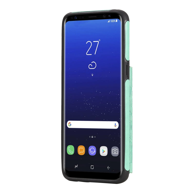 For Samsung Galaxy S8 Flower Embossing Pattern Shockproof Protective Case with Holder & Card Slots & Photo Frame