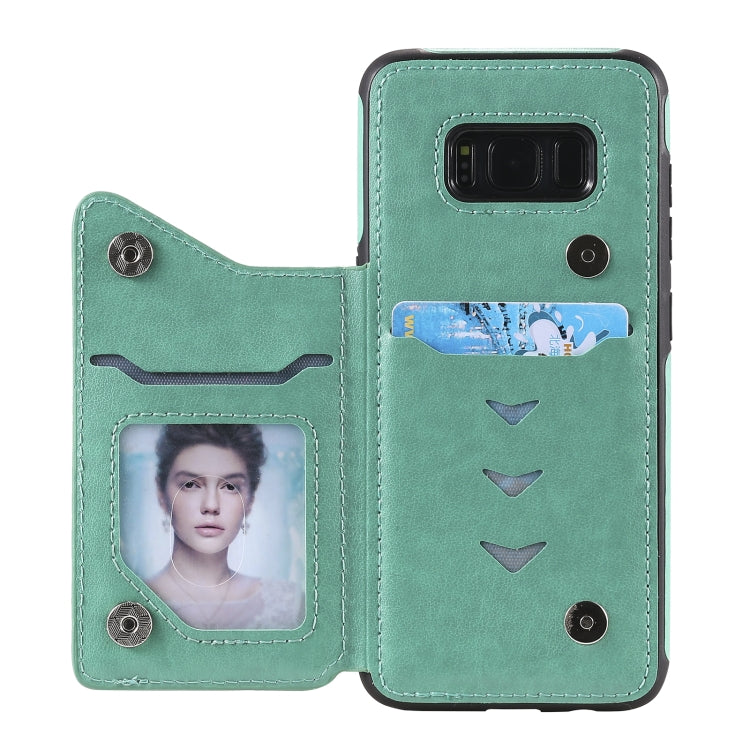 For Samsung Galaxy S8 Flower Embossing Pattern Shockproof Protective Case with Holder & Card Slots & Photo Frame
