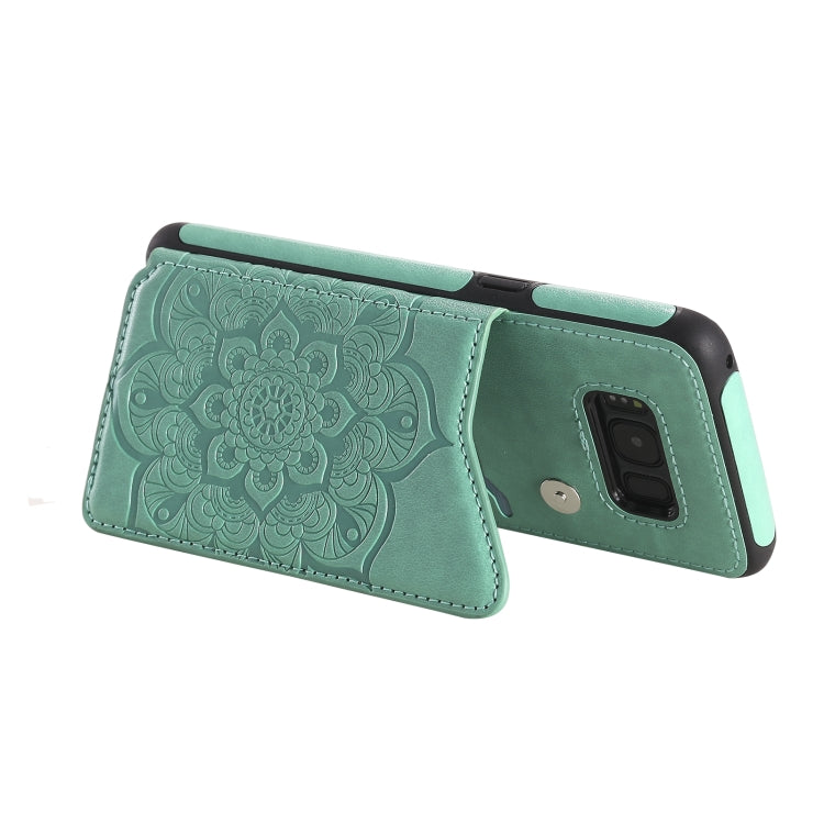 For Samsung Galaxy S8 Flower Embossing Pattern Shockproof Protective Case with Holder & Card Slots & Photo Frame