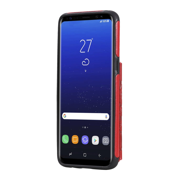 For Samsung Galaxy S8 Flower Embossing Pattern Shockproof Protective Case with Holder & Card Slots & Photo Frame