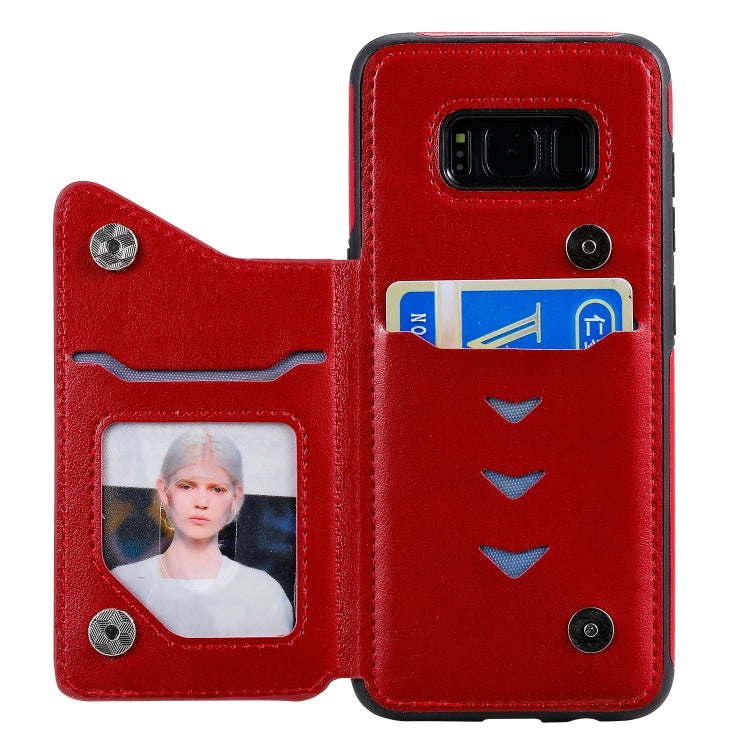 For Samsung Galaxy S8 Flower Embossing Pattern Shockproof Protective Case with Holder & Card Slots & Photo Frame