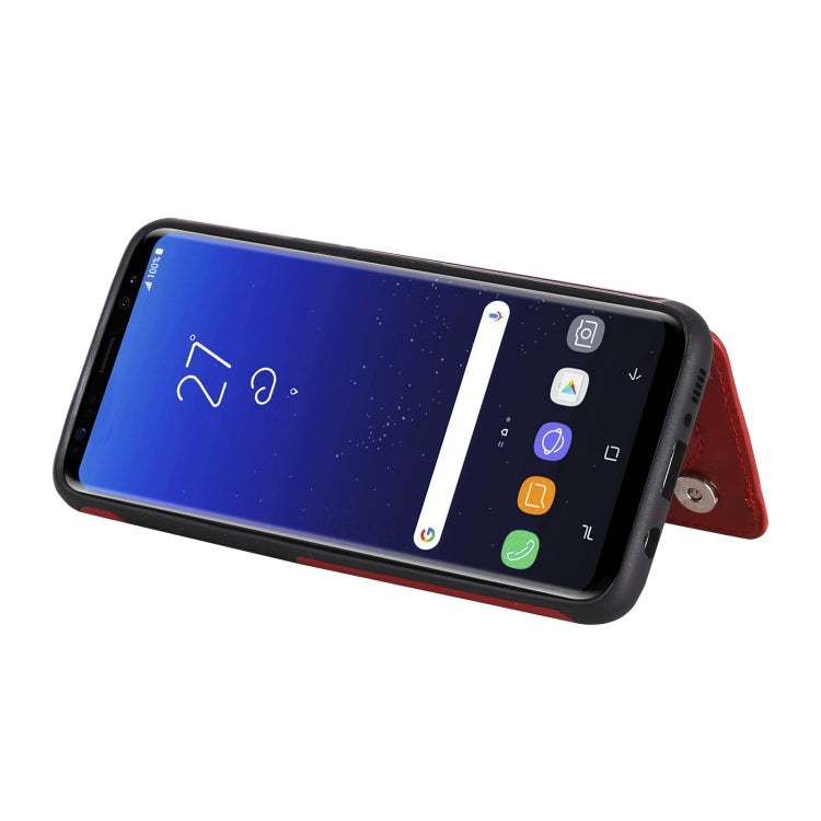 For Samsung Galaxy S8 Flower Embossing Pattern Shockproof Protective Case with Holder & Card Slots & Photo Frame