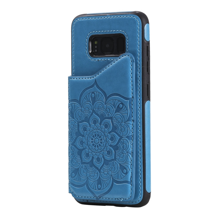 For Samsung Galaxy S8 Flower Embossing Pattern Shockproof Protective Case with Holder & Card Slots & Photo Frame