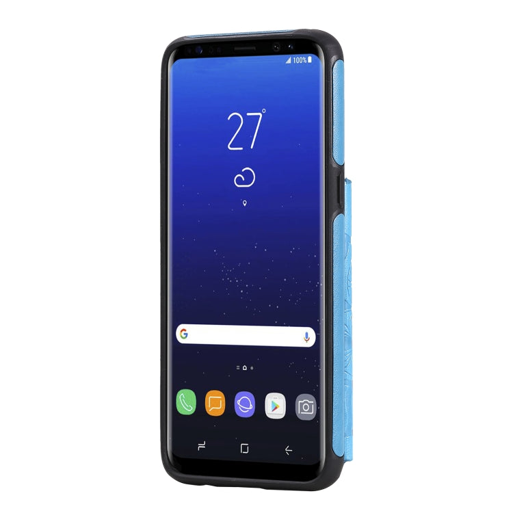 For Samsung Galaxy S8 Flower Embossing Pattern Shockproof Protective Case with Holder & Card Slots & Photo Frame