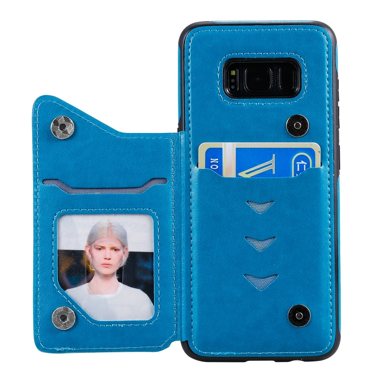 For Samsung Galaxy S8 Flower Embossing Pattern Shockproof Protective Case with Holder & Card Slots & Photo Frame