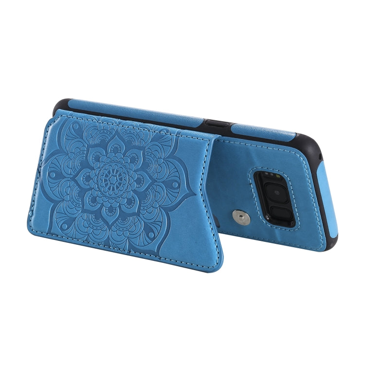 For Samsung Galaxy S8 Flower Embossing Pattern Shockproof Protective Case with Holder & Card Slots & Photo Frame