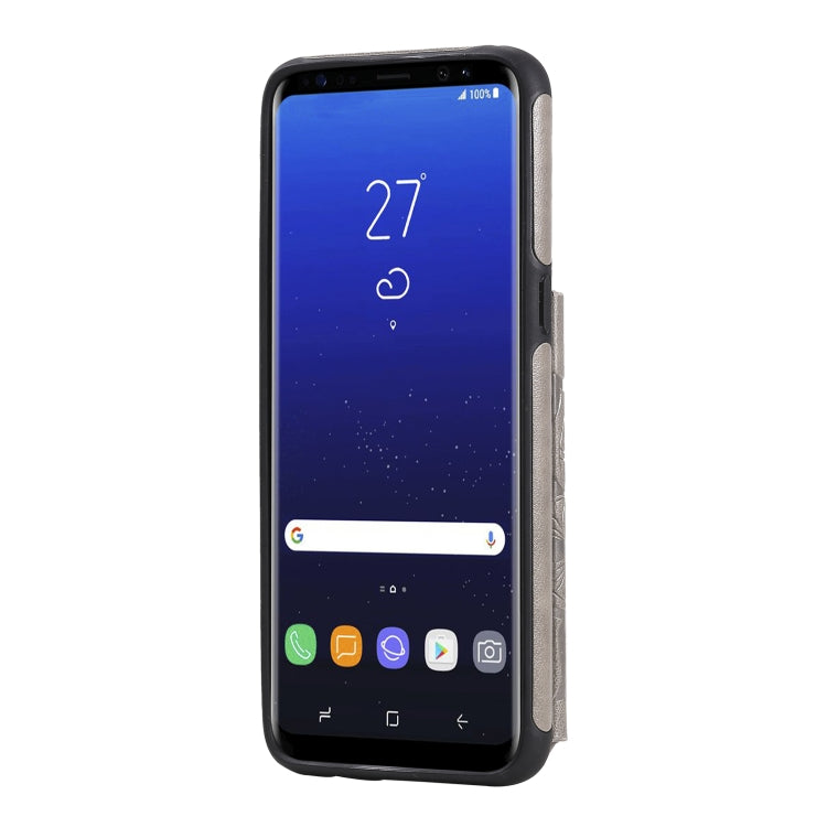 For Samsung Galaxy S8 Flower Embossing Pattern Shockproof Protective Case with Holder & Card Slots & Photo Frame