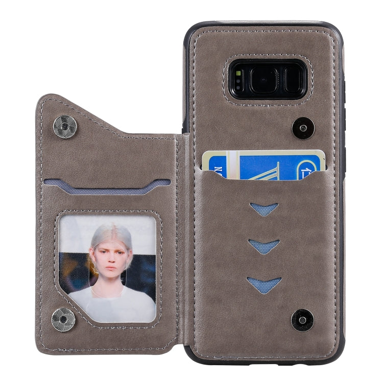 For Samsung Galaxy S8 Flower Embossing Pattern Shockproof Protective Case with Holder & Card Slots & Photo Frame