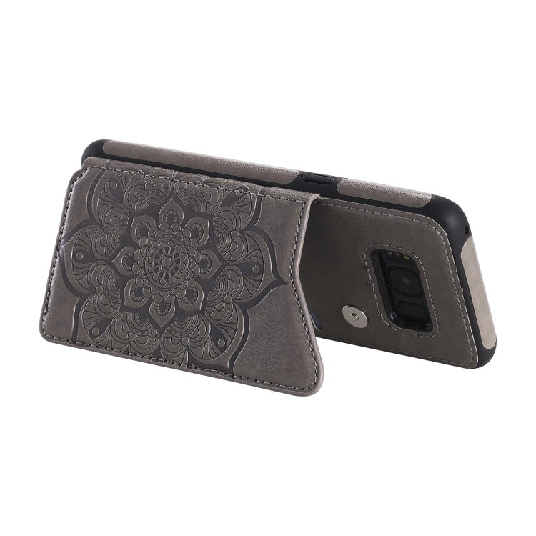For Samsung Galaxy S8 Flower Embossing Pattern Shockproof Protective Case with Holder & Card Slots & Photo Frame