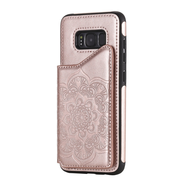 For Samsung Galaxy S8 Flower Embossing Pattern Shockproof Protective Case with Holder & Card Slots & Photo Frame