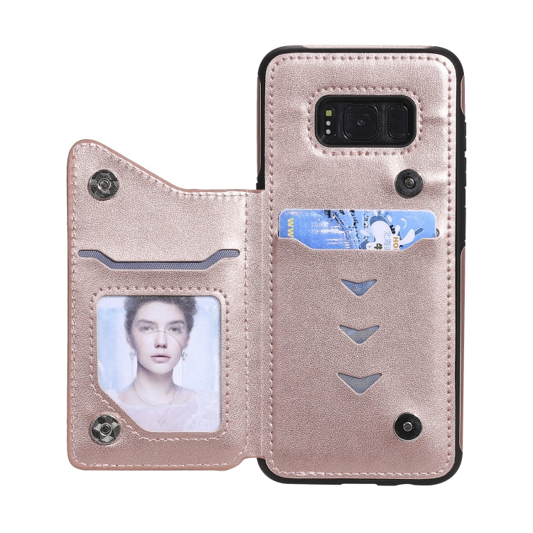 For Samsung Galaxy S8 Flower Embossing Pattern Shockproof Protective Case with Holder & Card Slots & Photo Frame