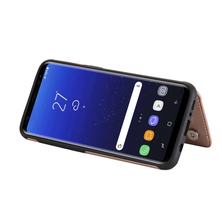 For Samsung Galaxy S8 Flower Embossing Pattern Shockproof Protective Case with Holder & Card Slots & Photo Frame