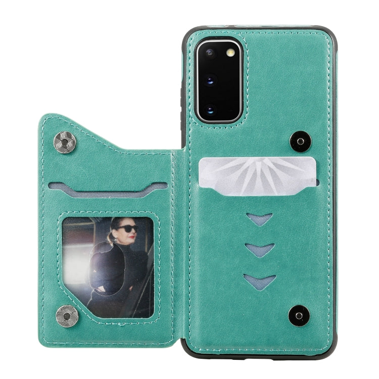 For Samsung Galaxy S20 Flower Embossing Pattern Shockproof Protective Case with Holder & Card Slots & Photo Frame