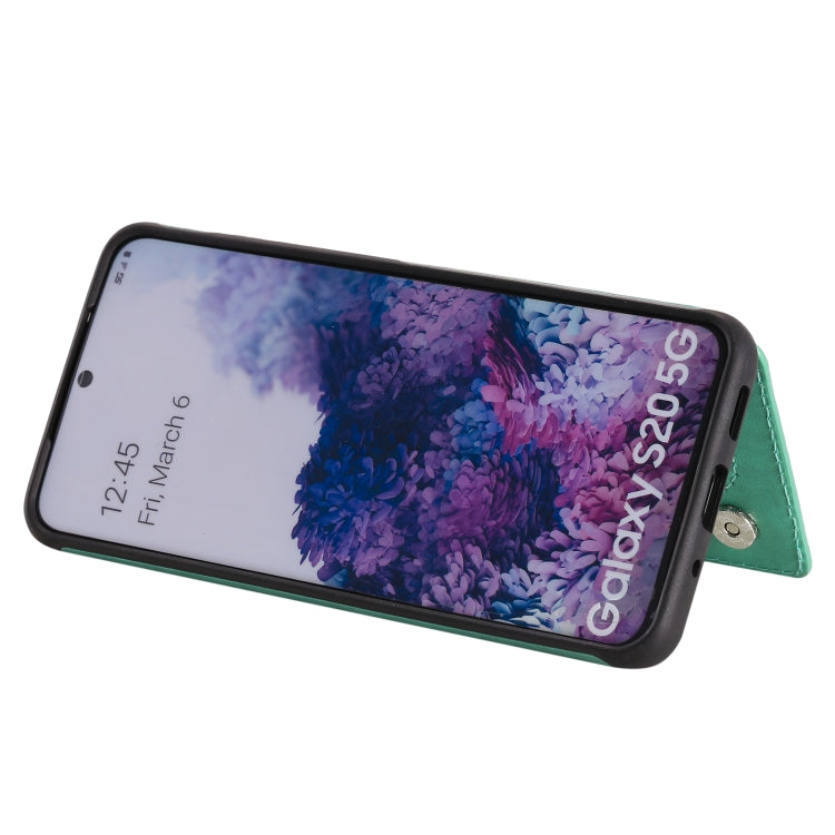For Samsung Galaxy S20 Flower Embossing Pattern Shockproof Protective Case with Holder & Card Slots & Photo Frame