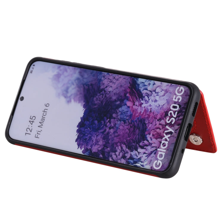 For Samsung Galaxy S20 Flower Embossing Pattern Shockproof Protective Case with Holder & Card Slots & Photo Frame