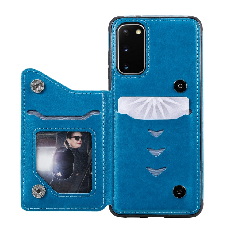 For Samsung Galaxy S20 Flower Embossing Pattern Shockproof Protective Case with Holder & Card Slots & Photo Frame