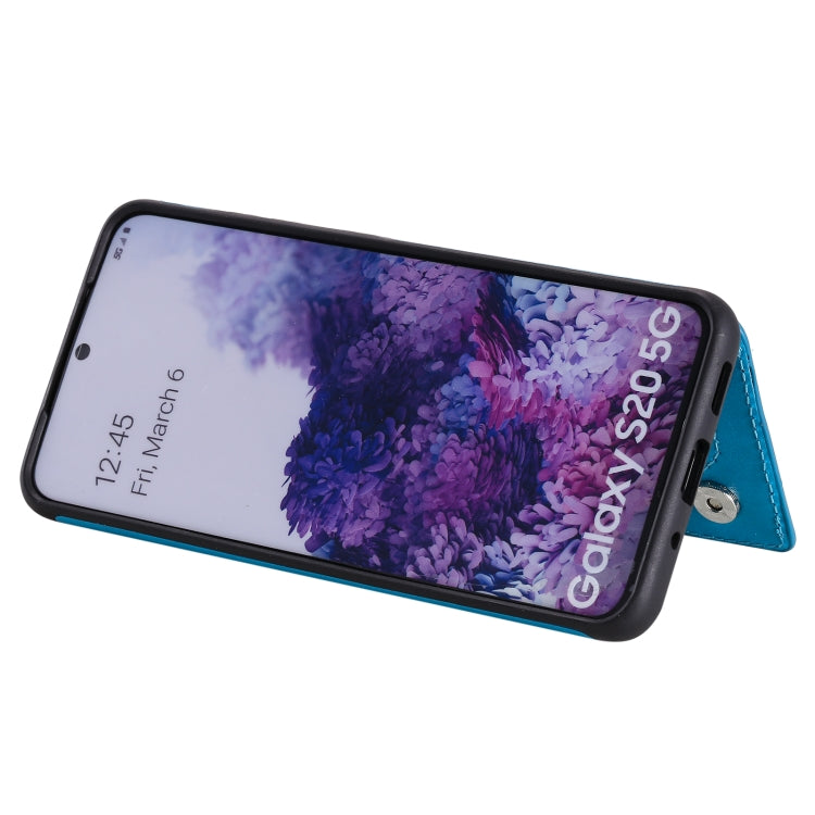 For Samsung Galaxy S20 Flower Embossing Pattern Shockproof Protective Case with Holder & Card Slots & Photo Frame