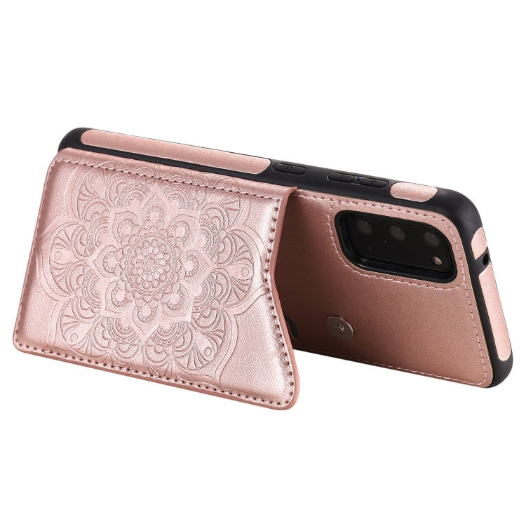 For Samsung Galaxy S20 Flower Embossing Pattern Shockproof Protective Case with Holder & Card Slots & Photo Frame