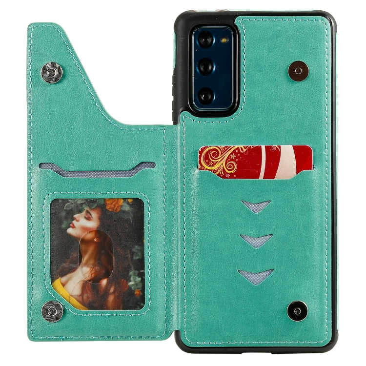 For Samsung Galaxy S20 FE 5G Flower Embossing Pattern Shockproof Protective Case with Holder & Card Slots & Photo Frame