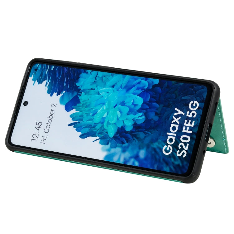 For Samsung Galaxy S20 FE 5G Flower Embossing Pattern Shockproof Protective Case with Holder & Card Slots & Photo Frame