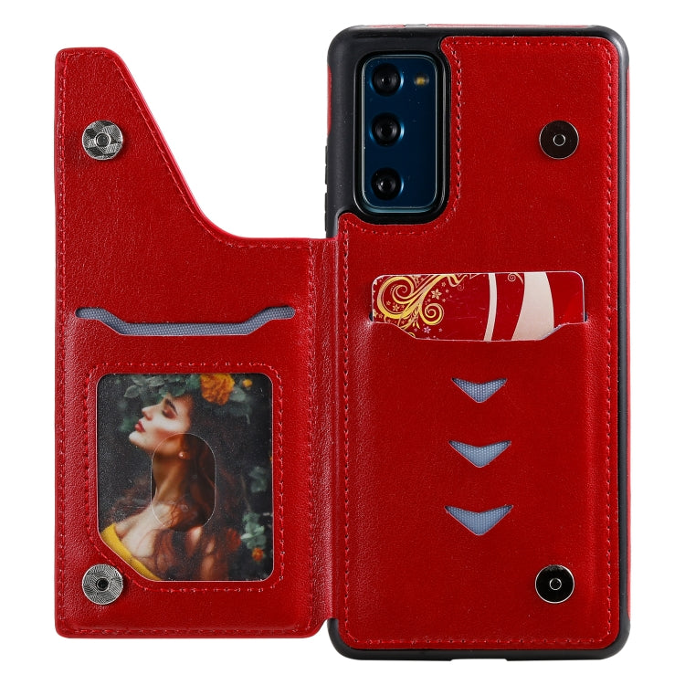 For Samsung Galaxy S20 FE 5G Flower Embossing Pattern Shockproof Protective Case with Holder & Card Slots & Photo Frame