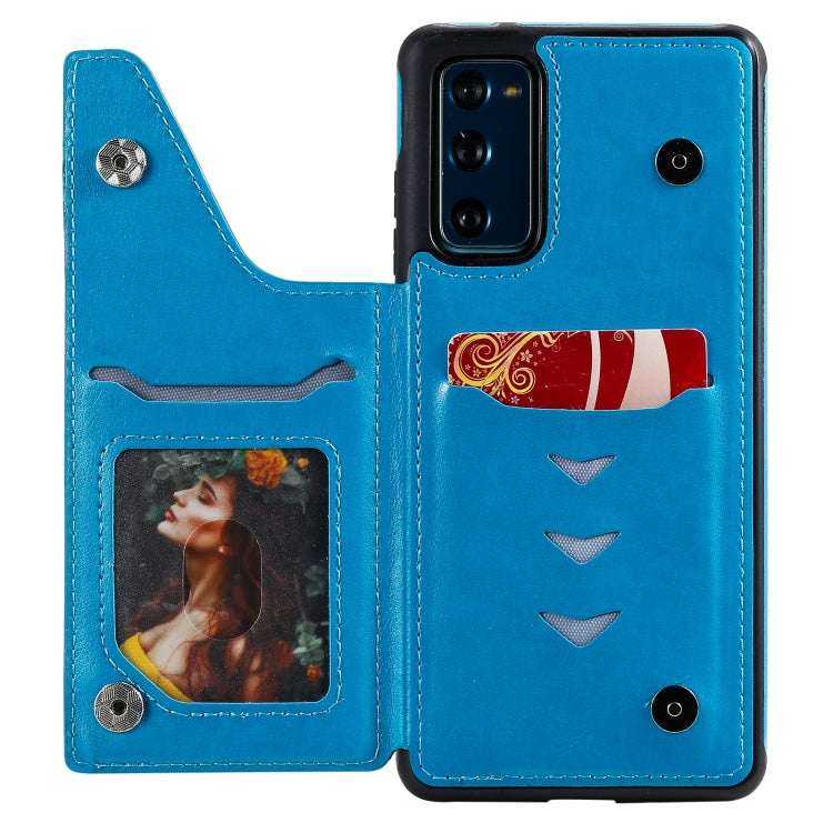 For Samsung Galaxy S20 FE 5G Flower Embossing Pattern Shockproof Protective Case with Holder & Card Slots & Photo Frame