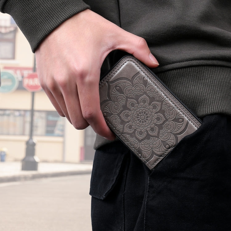 For Samsung Galaxy S20 FE 5G Flower Embossing Pattern Shockproof Protective Case with Holder & Card Slots & Photo Frame