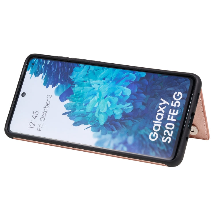 For Samsung Galaxy S20 FE 5G Flower Embossing Pattern Shockproof Protective Case with Holder & Card Slots & Photo Frame