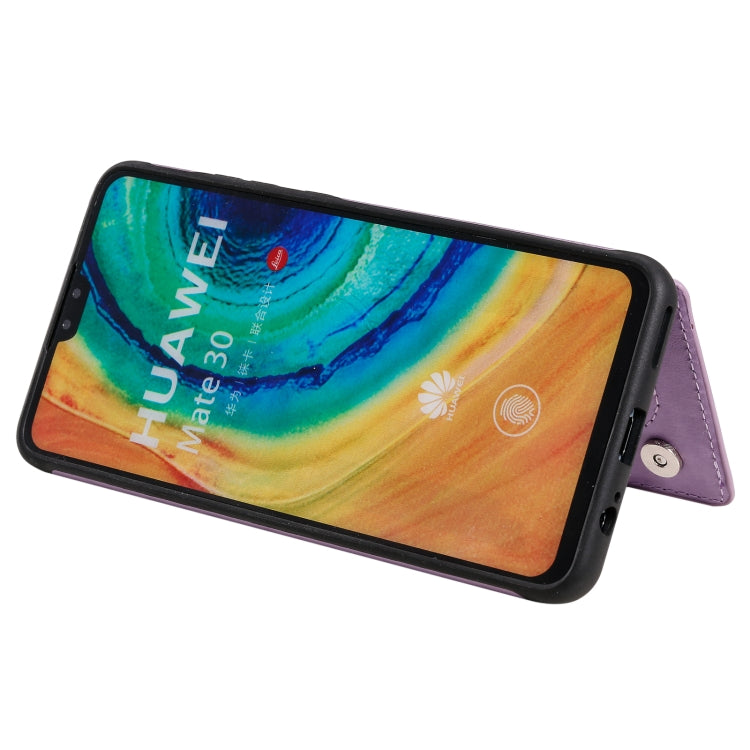 For Huawei Mate 30 Flower Embossing Pattern Shockproof Protective Case with Holder & Card Slots & Photo Frame