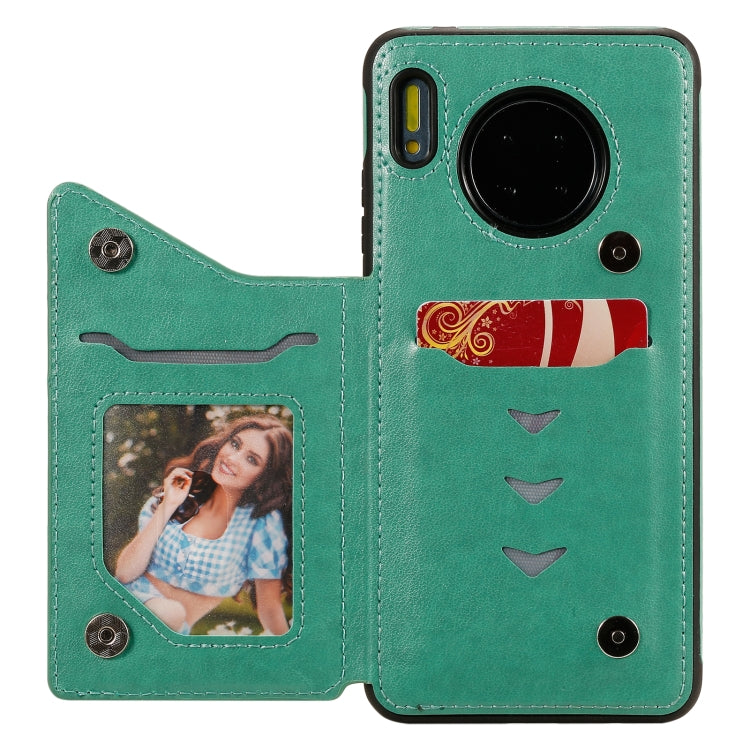 For Huawei Mate 30 Flower Embossing Pattern Shockproof Protective Case with Holder & Card Slots & Photo Frame