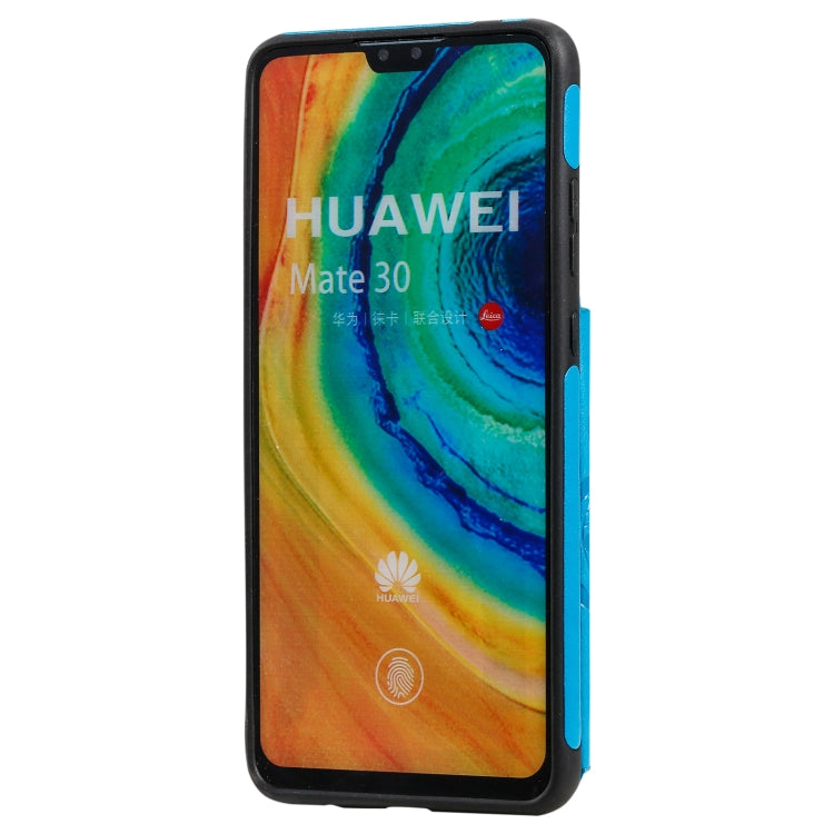 For Huawei Mate 30 Flower Embossing Pattern Shockproof Protective Case with Holder & Card Slots & Photo Frame