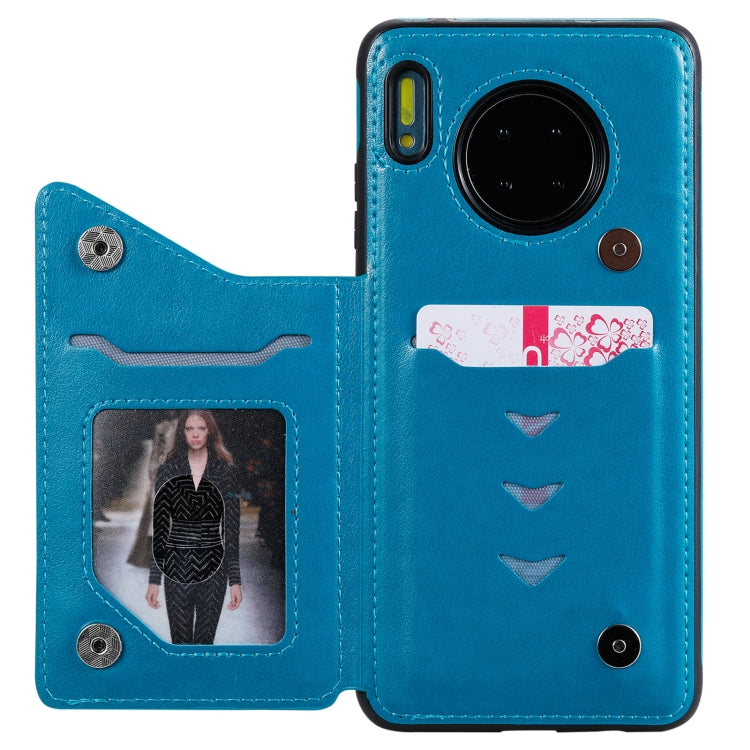 For Huawei Mate 30 Flower Embossing Pattern Shockproof Protective Case with Holder & Card Slots & Photo Frame