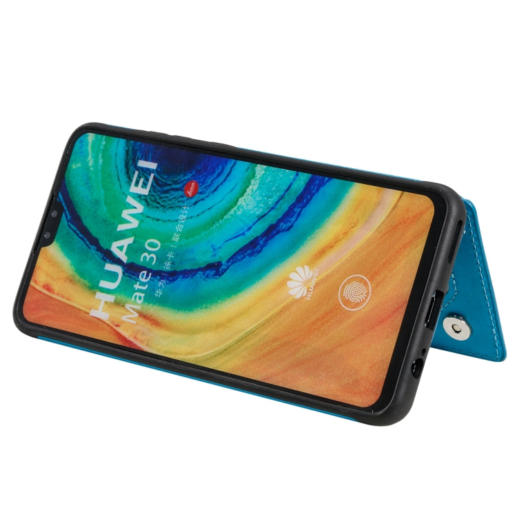 For Huawei Mate 30 Flower Embossing Pattern Shockproof Protective Case with Holder & Card Slots & Photo Frame
