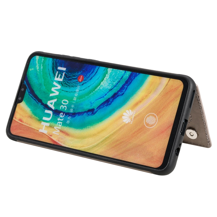 For Huawei Mate 30 Flower Embossing Pattern Shockproof Protective Case with Holder & Card Slots & Photo Frame