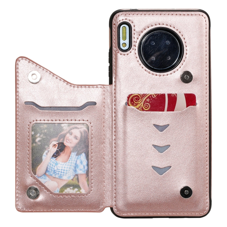 For Huawei Mate 30 Flower Embossing Pattern Shockproof Protective Case with Holder & Card Slots & Photo Frame