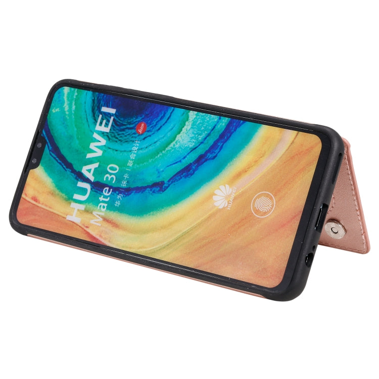 For Huawei Mate 30 Flower Embossing Pattern Shockproof Protective Case with Holder & Card Slots & Photo Frame